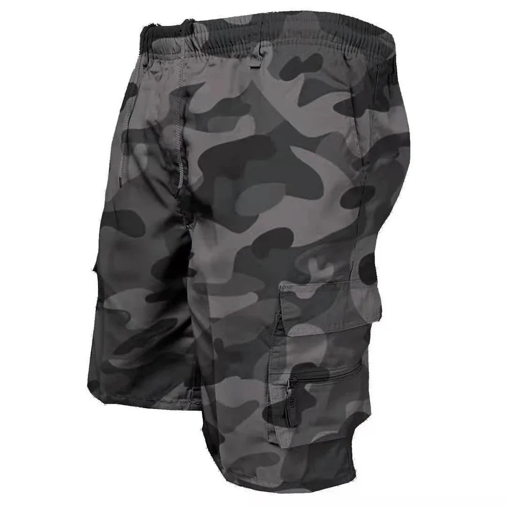 Men's Military-inspired Tactical Shorts for Summer Casual Jogging Style Cargo Design Loose Fit Multiple Pockets Elastic Waist