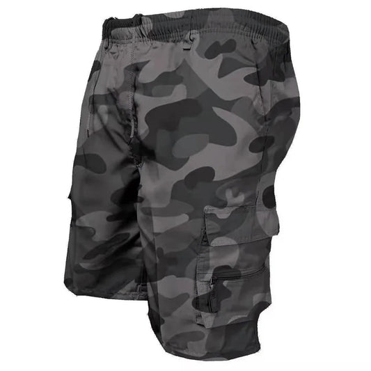 Men's Military-inspired Tactical Shorts for Summer Casual Jogging Style Cargo Design Loose Fit Multiple Pockets Elastic Waist