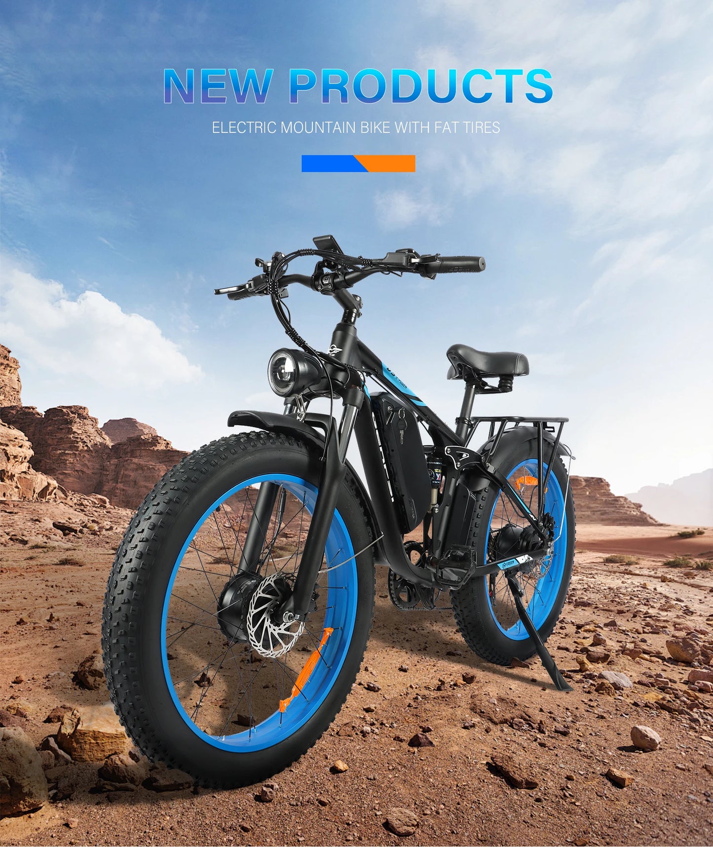 3000W High-Power Electric Mountain Bike BAOLUJIE DP-2603 - 48V 25AH Large Battery 26-Inch Wide Tires