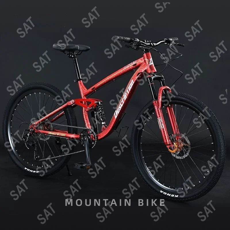 -For Customized 26 27.5 Inch Carbon Steel Green MTB Variable Speed Oil Disc Brake Suspension Fork Mountain Bicycle Road Bikes