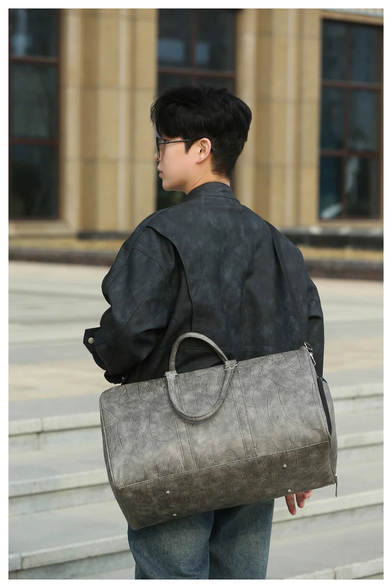 Soft Leather Travel Bag Large Capacity Fashion Weekend Bag Handle Bag Lightweight Sports Gym Bag With Separate Shoe Compartment