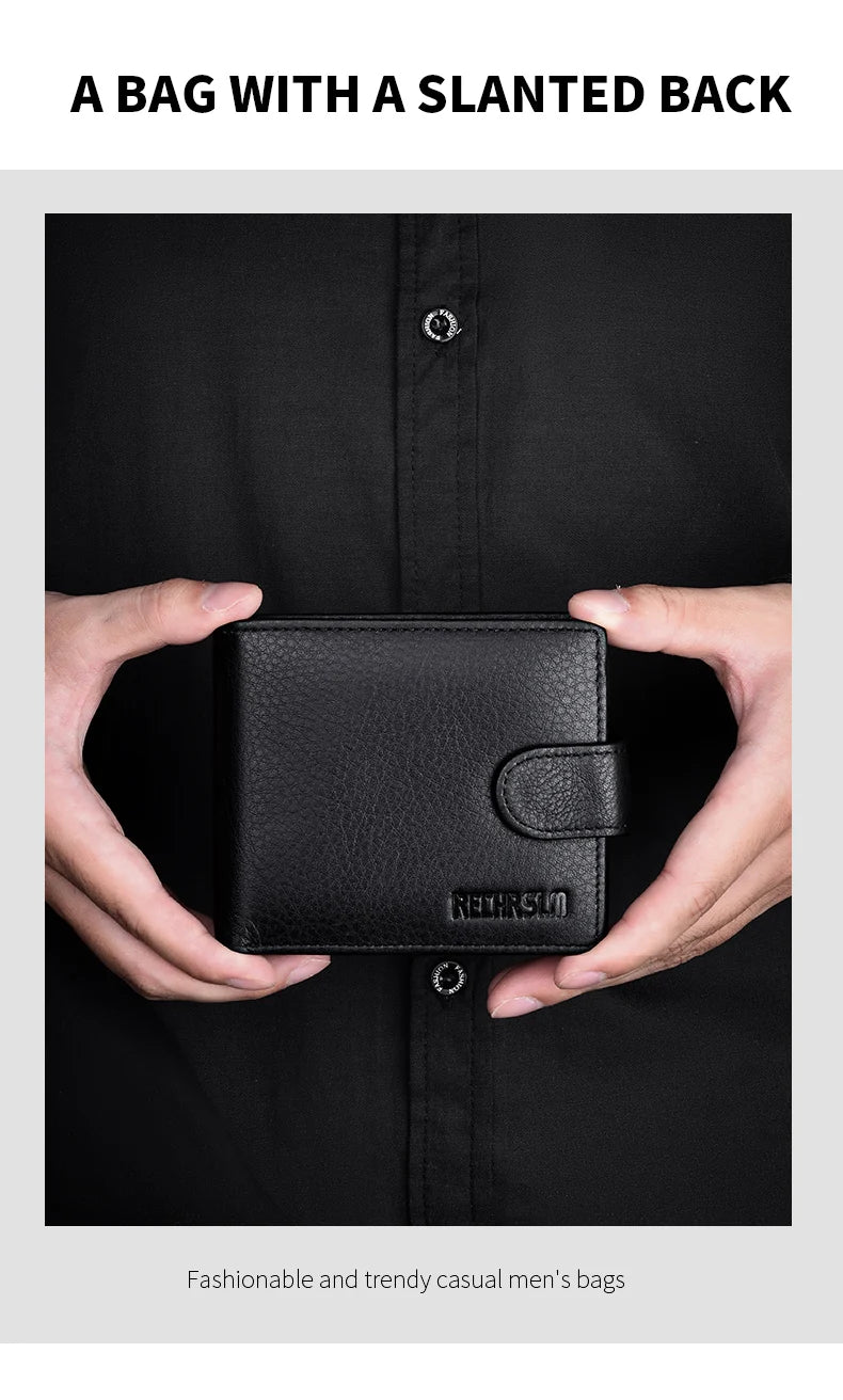 Genuine leather Men's Wallet Classic Style Short Multi-Card Wallet Coin Pocket Wallet High-End Minimalist wallet for Men