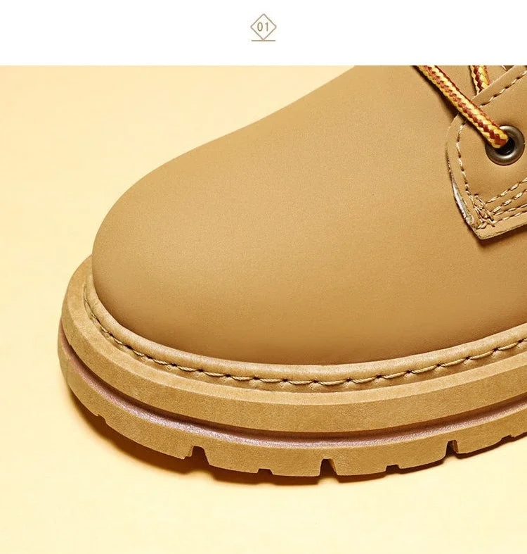 Men's Footwear Resistant Waterproof High-top Motorcycle Boots Soft Bottom Work Clothes Anti-slip Yellow Boots Men Cowboy Boots