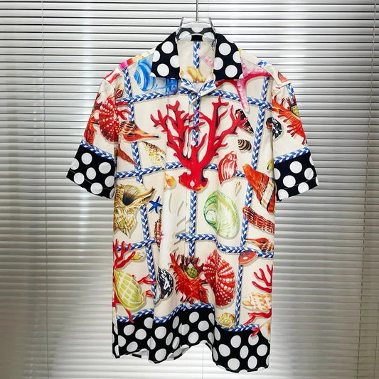 Loose Short Sleeve Shirts for Men Summer Designer Clothes Casual Social Paisley Colorful Digital Printed Shirt Camisas De Hombre