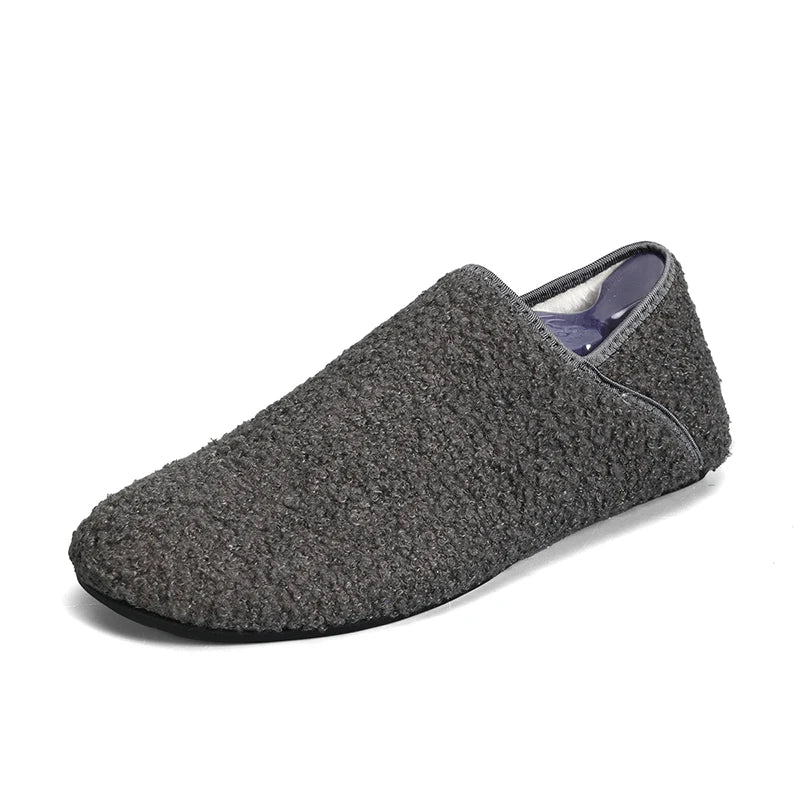 Men Winter Slippers Women Warm Shoes Soft Plush Flats Casual Shoes Male Loafers Lightweight Home Walking Couples Shoes Footwear