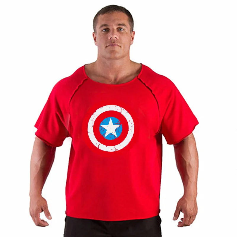 Men's T Shirts Fitness Men Bodybuilding  Shirt Batwing Sleeve Rag shirt Gym Fitness Muscle Running T shirt