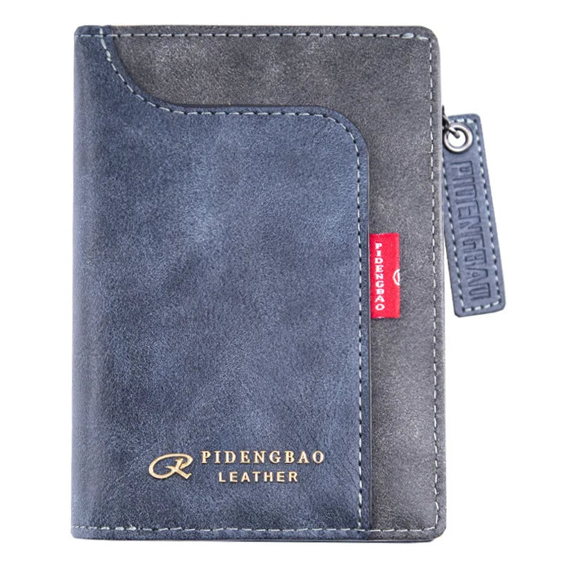 Trendy Wallet Men's PU Leather Male Short Zipper Simple Card Holder Soft Leather Money Clip Retro Coin Purse Gifts for Students