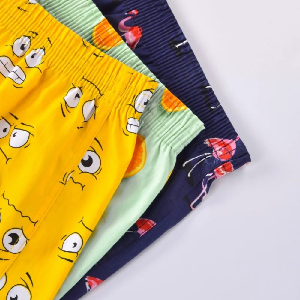 1PC 100% cotton men's underwear soft comfortable men's underwear men's shorts home loose elastic men's printed pants breathable