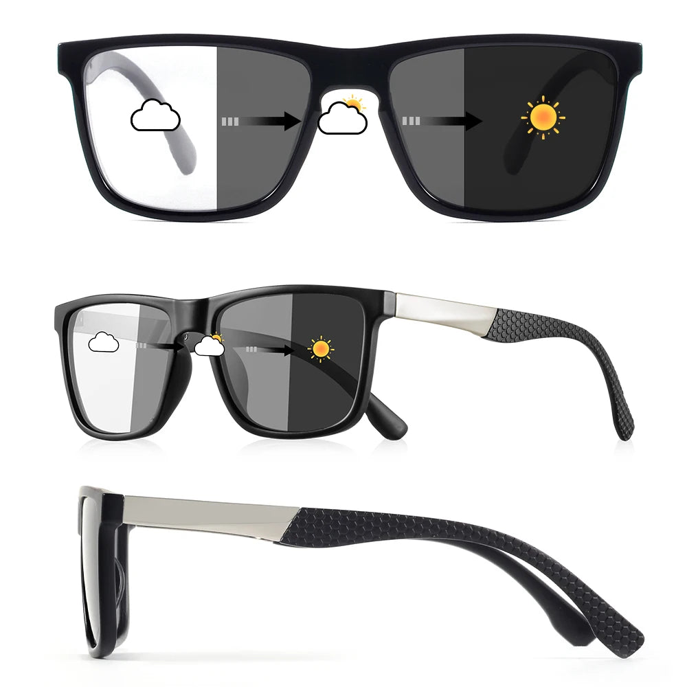 Photochromic Sunglasses For Men Women Square Casual Trendy Fashion Fishing Climbing Outdoor Sunshine Glasses UV400 Shade