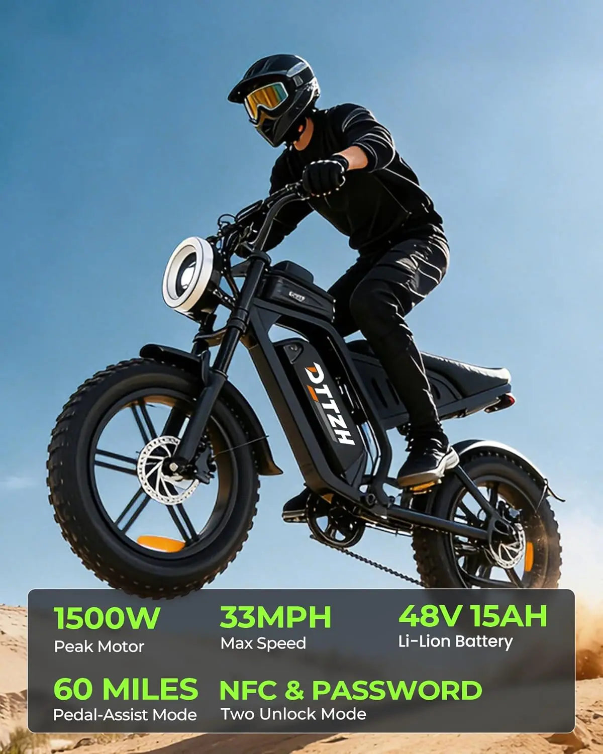 Electric Bike with NFC & Password Unlock, 4000/2000/1500W, 50/40/33MPH, 60V 30Ah, 48V 15/25Ah E-Bike, 100-60 Miles, Customized
