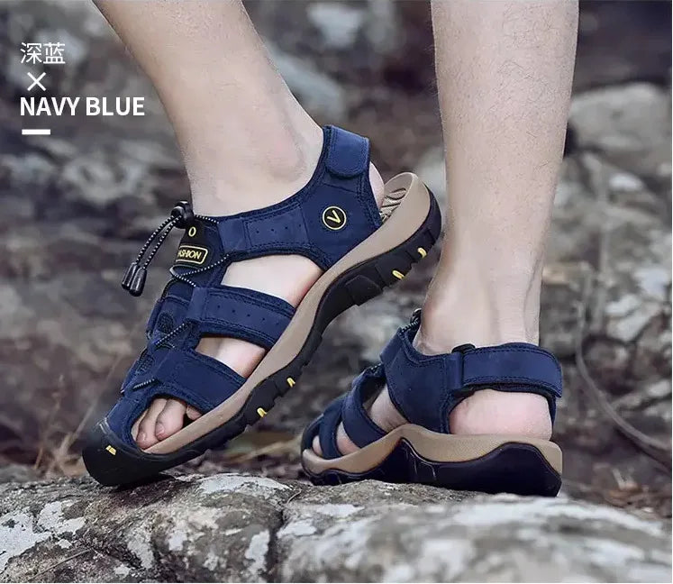 Men Sandals Summer New Large Size Outdoor Casual Beach Shoes Anti Slip Durable Breathable Toe Cover Sandals244