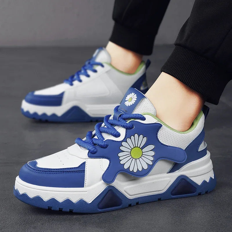 Sneakers Men Trendy Mixed Color Lace-up Thick-soled Casual Shoes Non-slip Shoe Round Toe Men Board Shoes Zapatillas Hombre