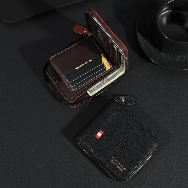 Premium Vintage Leather Wallet for Men - Secure Credit Card Holder & Coin Purse -Commute Essential with Durable PU Leather