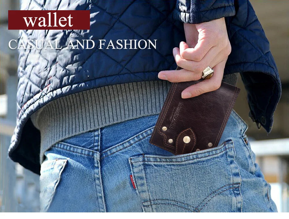 HUMERPAUL Wholesale Wallet for Men Real Leather Slim Tri-Fold Purse with ID Window and RFID Blocking Credit Card Holder