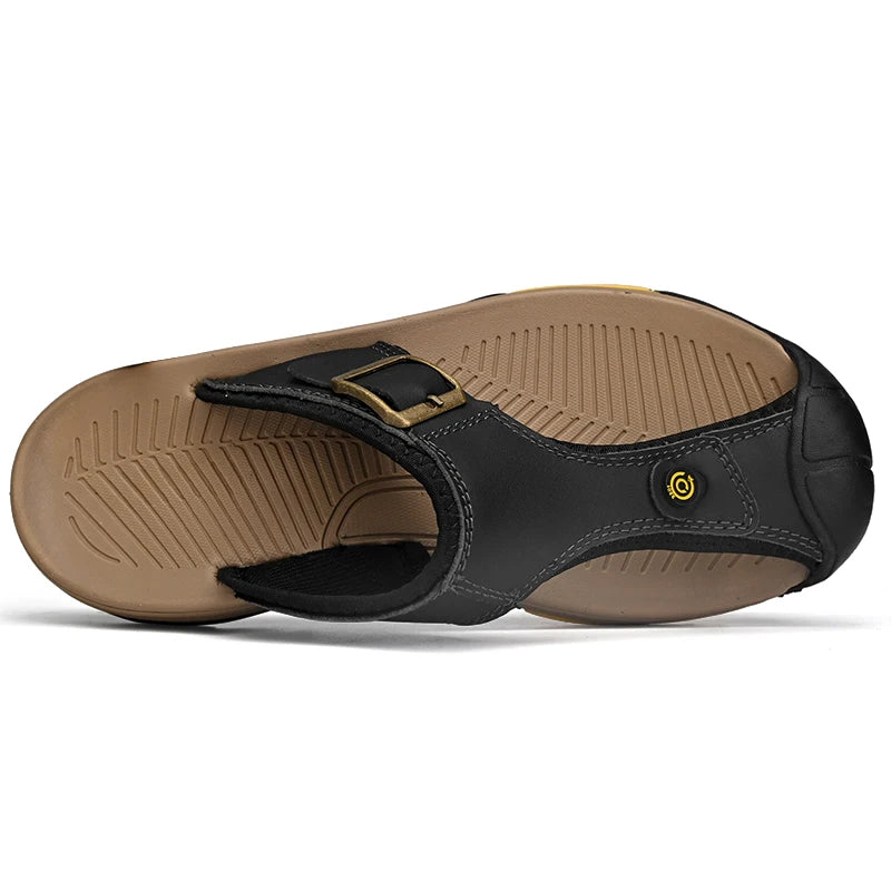 Genuine Leather Sandals Men Breathable Summer Shoes Man Waterproof Outdoor Men Sandals Antiskid Beach Sandals Footwear