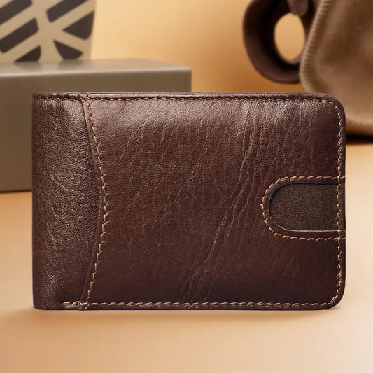 Durable Real Leather Wallets for Men Short Retro Rfid Small Purse Card Holder Simple Bifold Wallet Multiple Colors