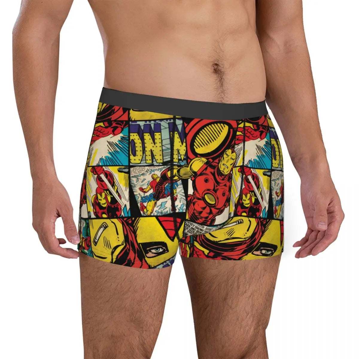 Men Iron-man Underwear Printed Boxer Briefs Shorts Panties Homme Soft Underpants Plus Size