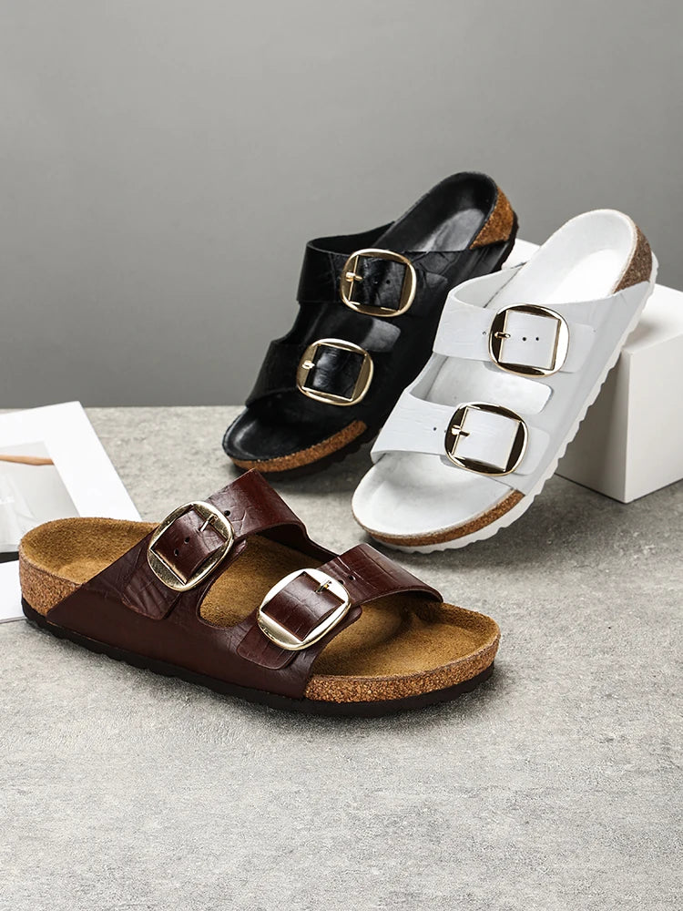 Couple's New Genuine Leather Slippers Summer Men's and Women's Water Beach Shoes Casual Sports Sandals Non slip Breathable Shoes