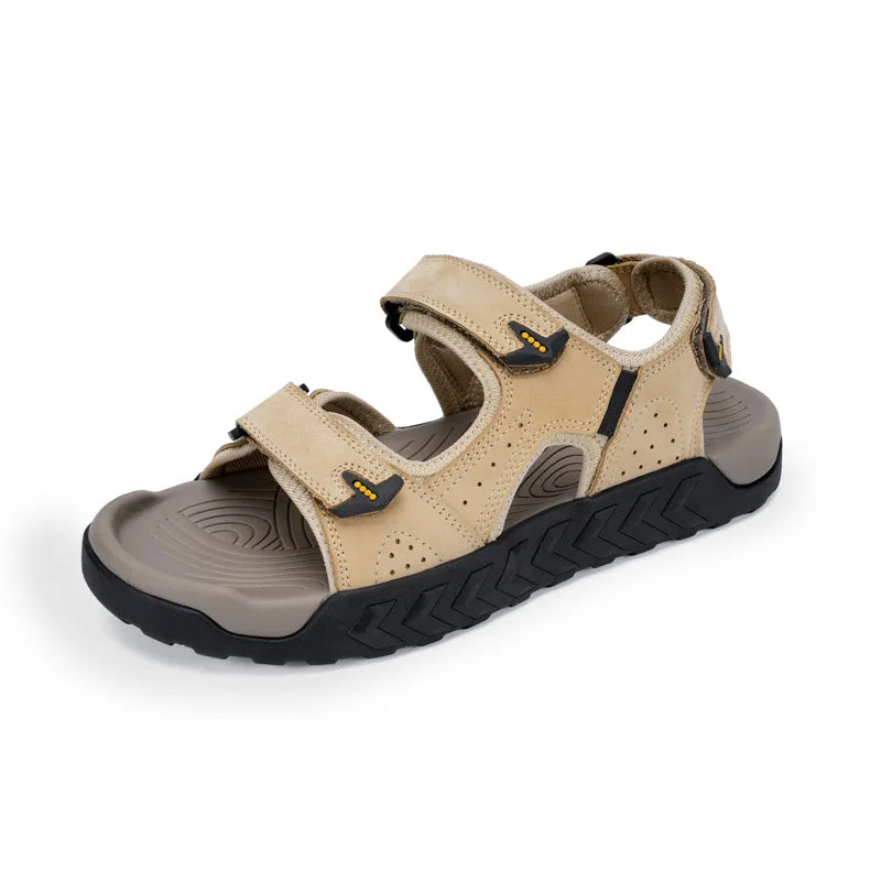 Men's Outdoor Genuine Leather Sandals High-quality Summer Non-slip Beach Sandals Fashion Breathable Walking Soft Bottom Sneakers
