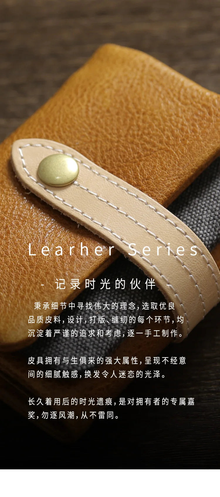 2025 Handmade Wallet Men's Short Leather Triple Fold Money Clip Cowhide Youth Buckle Student Vertical Vegetable Tanned Leather