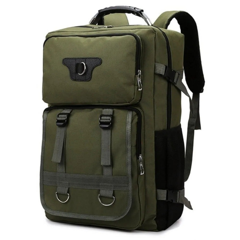 60L Men's Backpack Large Capacity Waterproof Travel Backpack Multi Buckle Wear-resistant Commuting Bag Hiking