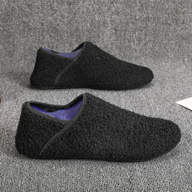 Men Winter Slippers Women Warm Shoes Soft Plush Flats Casual Shoes Male Loafers Lightweight Home Walking Couples Shoes Footwear