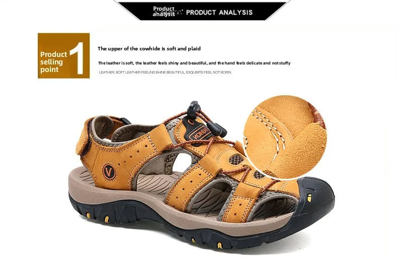 Men Sandals Summer New Large Size Outdoor Casual Beach Shoes Anti Slip Durable Breathable Toe Cover Sandals244