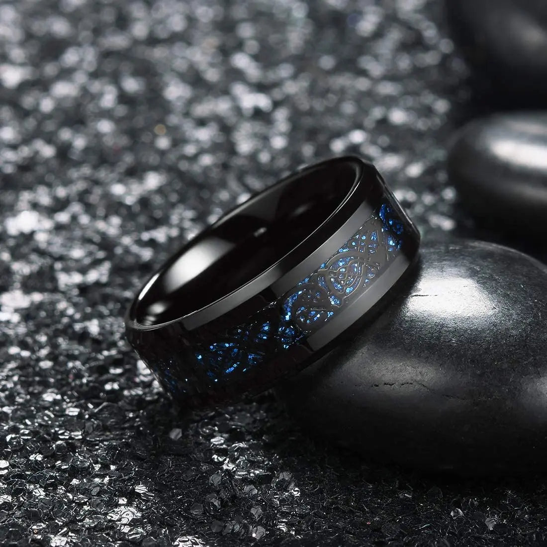 Fashion Men’s Silver Color Black Stainless Steel Ring Groove Multi-Faceted Ring For Men Women Engagement Ring Anniversary Gifts