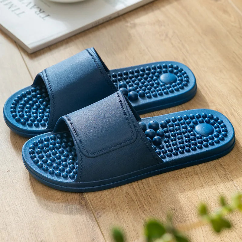 Women Men Foot Massage Slippers Indoor Bathroom Non-slip Soft Slides Comfort Flats Couples Home Relief Feet Health Care Shoes