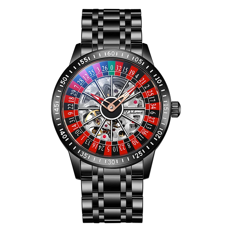 Men Mechanical Watch Automatic Luxury Gambling Rotating Plate Dial Wristwatch Man Casual Waterproof Luminous Clock Reloj Hombre