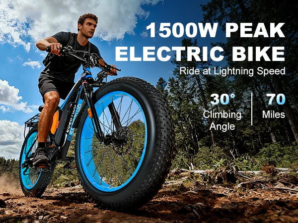 EOEOTWO 1500W Peak Electric Mountain Bike for Adults, 48V20Ah Battery, 30MPH Top Speed, 26" Fat Tire E-Bike with NFC, US Stock