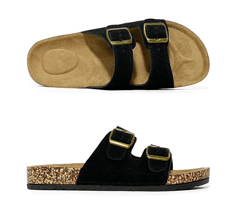 1 Pairs of Leather Sandal For Men And Women Beach Sandals 2025 Designer Men's Shoes Comfortable Slipper Original Brands Shoes