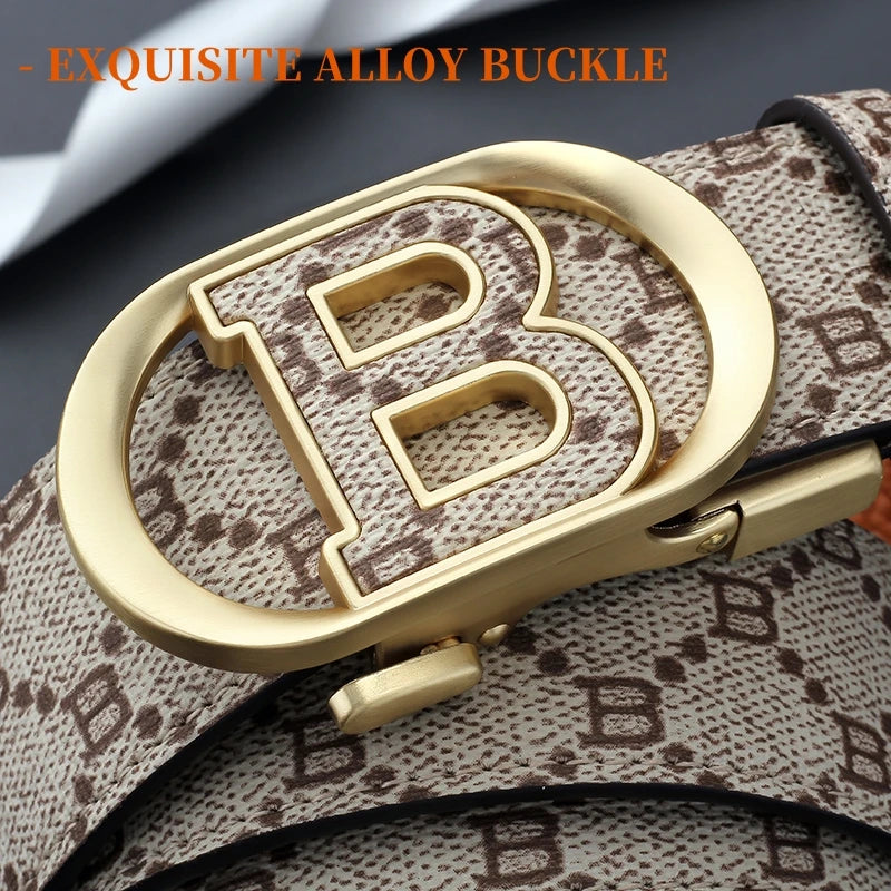 "B" Letter Genuine leather Belt for men Luxury brand Automatic Jeans Trouser belt golf man belt Work social designer waist belts