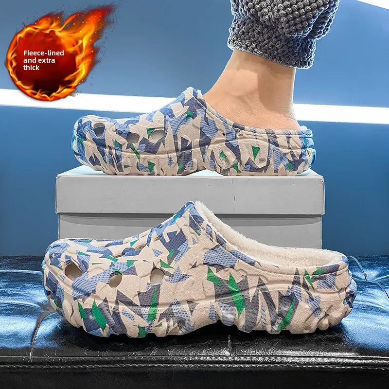 New Men Winter Slippers Indoor Comfortable Warm Slippers Summer Removable Sandals Men Casual Non Slip Plush Fur Slippers for Men