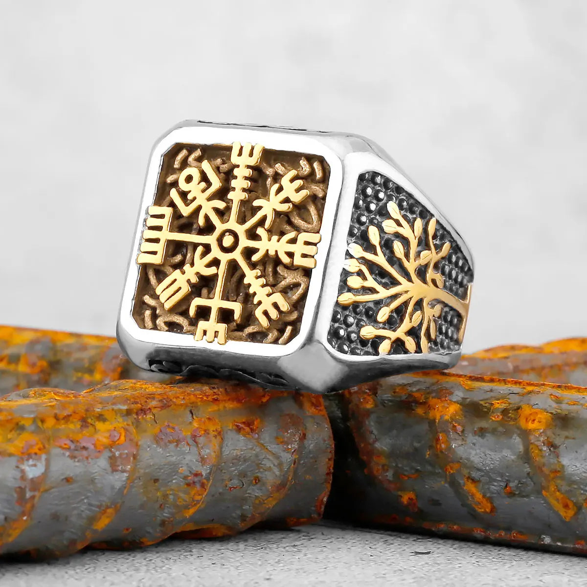 Vintage Stainless Steel Viking Amulet Ring Norse Compass Runes Men and Women Rings Teens Multi Style Jewelry Boyfriend Gift