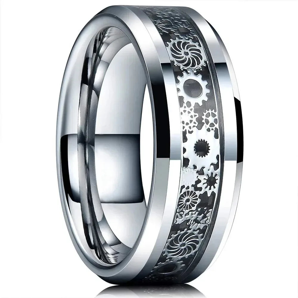 Simple 8mm Silver Color Stainless Steel Rings For Men Women Matte Finish Beveled Edge Men Wedding Rings Party Jewelry Gifts