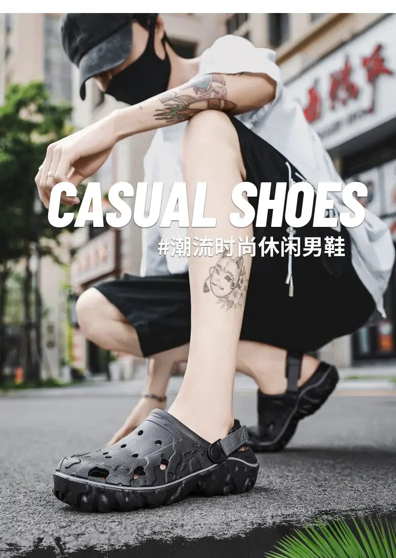 Men's Sandals Summer Clogs Non Slip Beach Trend Casual Sandals Breathable Thick Bottom High Quality Hole Shoes Big Size 45 46 47