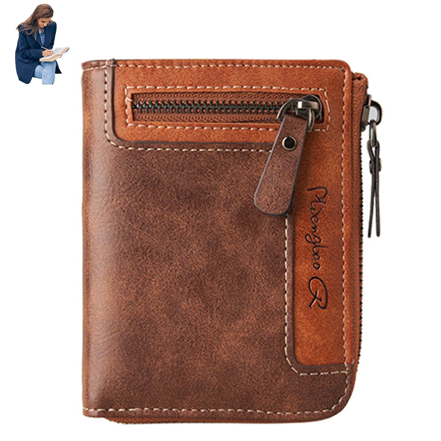 Trendy Wallet Men's PU Leather Male Short Zipper Simple Card Holder Soft Leather Money Clip Retro Coin Purse Gifts for Students