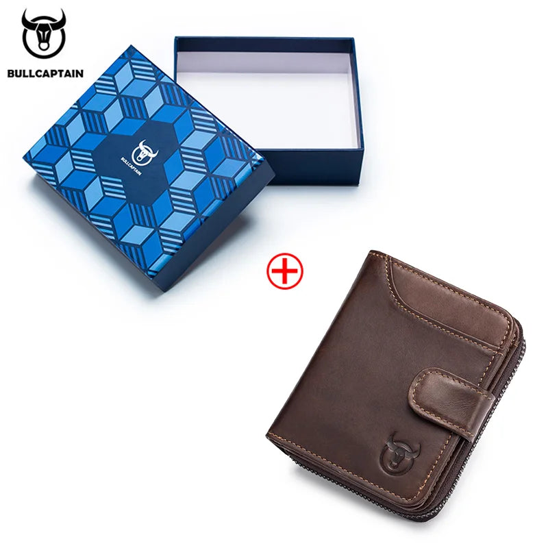 BULLCAPTAIN Business Men's Wallet Genuine Leather Wallet Multi-Function Business Card Holder Small Card Box Leather Purse Man