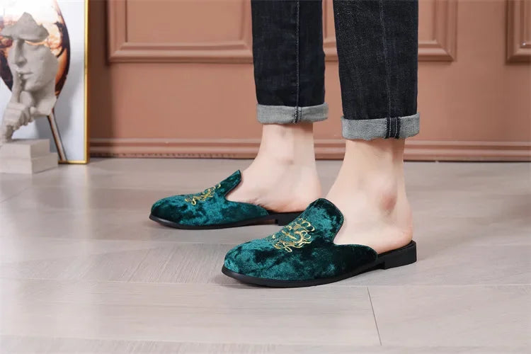 2025 New Male Casual Mules Moccasins Breathable Loafers Men's Tassels Half Slippers Suede Leather Shoes Zapatos Hombre