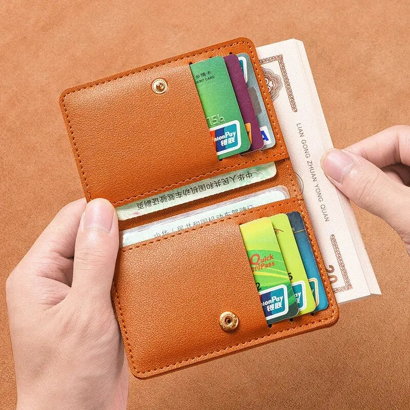 Leather Small Wallet for Men Short Simple Women's Purse Fashion Ultra Thin Credit Card Bag Coin Purse