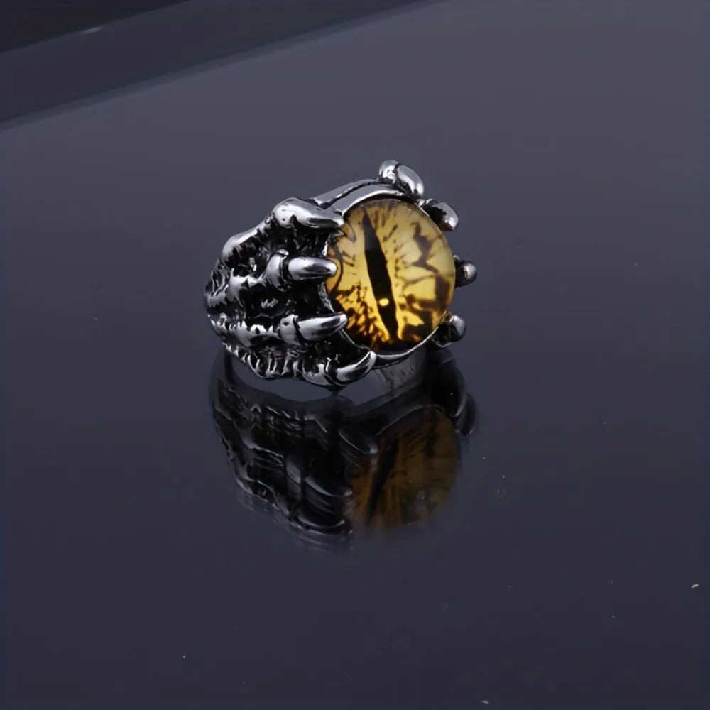 Retro Personality Evil Eye Dragon Claw Wolf Claw Adjustable Opening Rings for Men Halloween Punk Dark Style Finger Jewelry Gifts