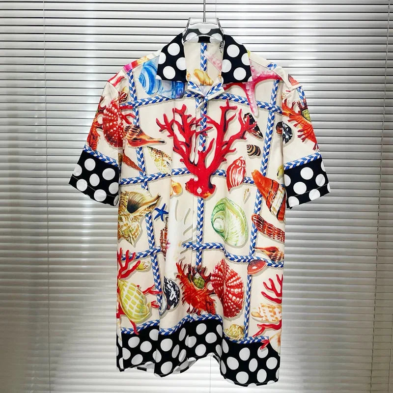 Loose Short Sleeve Shirts for Men Summer Designer Clothes Casual Social Paisley Colorful Digital Printed Shirt Camisas De Hombre