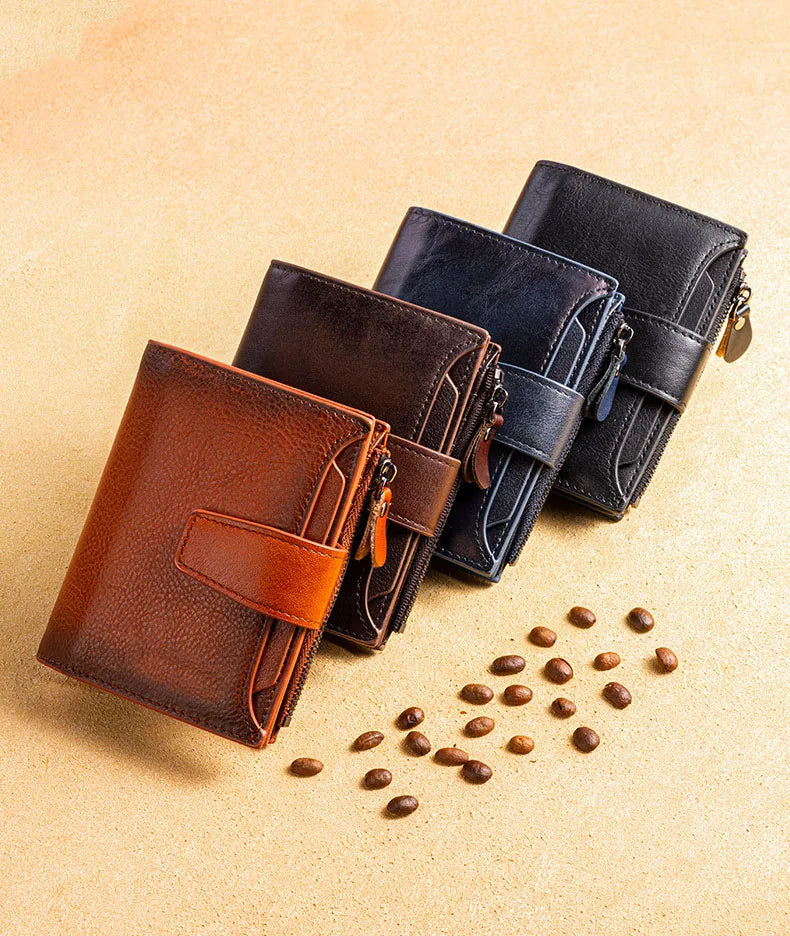 Short Genuine leather Wallet for Man Daily Real Cow Leather Purse 2025 New Boys RFID Card Holder Coin Purse