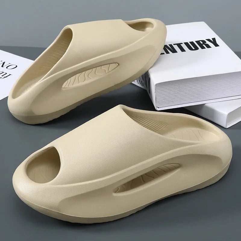 Men Slippers 2024 New Slides with a Sense High Aesthetic Value External Wear Anti Slip Thick Bottom, Beach Cool Slippers for Men