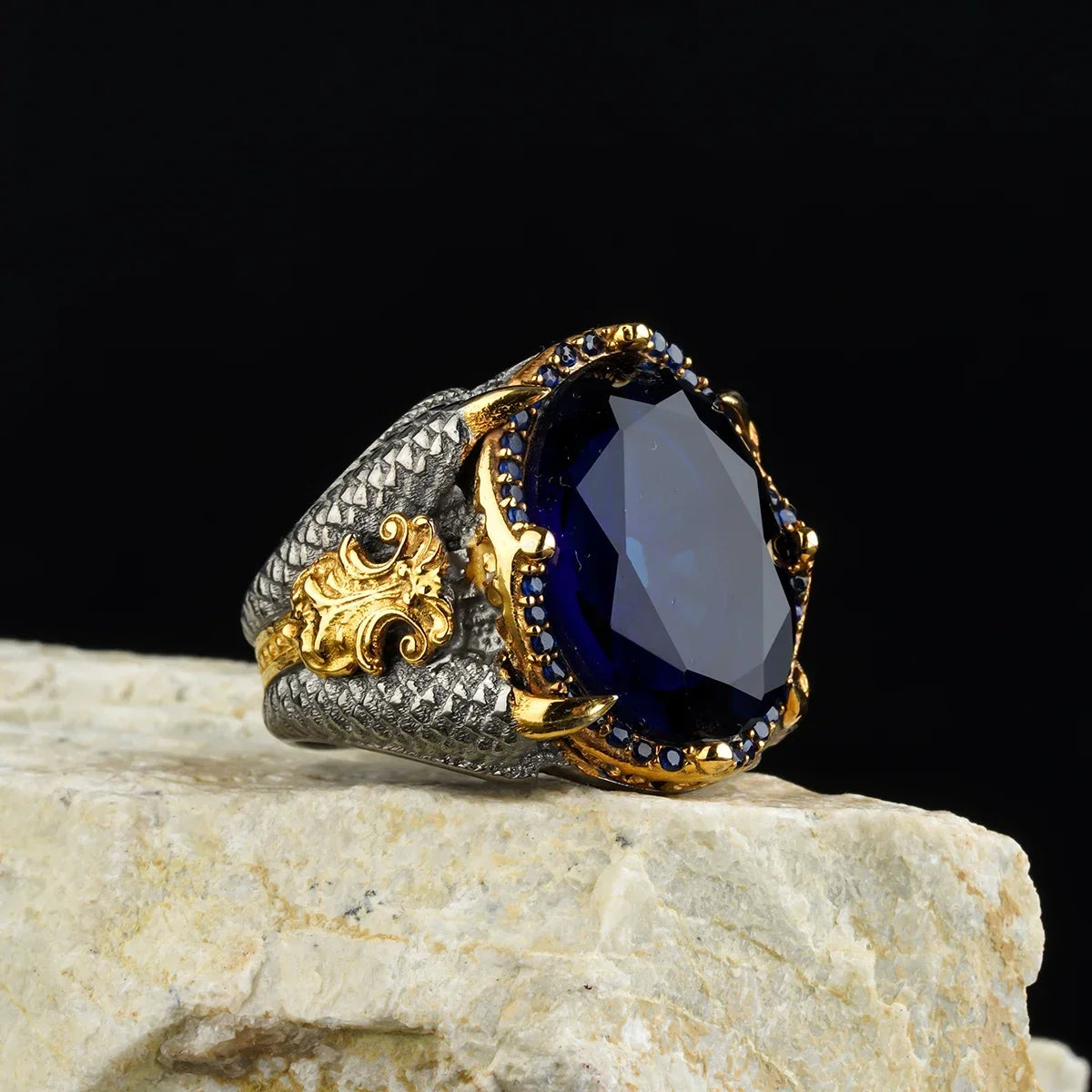 New Copper Material Open Adjustable Ring Amber Gemstone Personality High Jewelry Fashion Luxury Business Men's High-end Ring