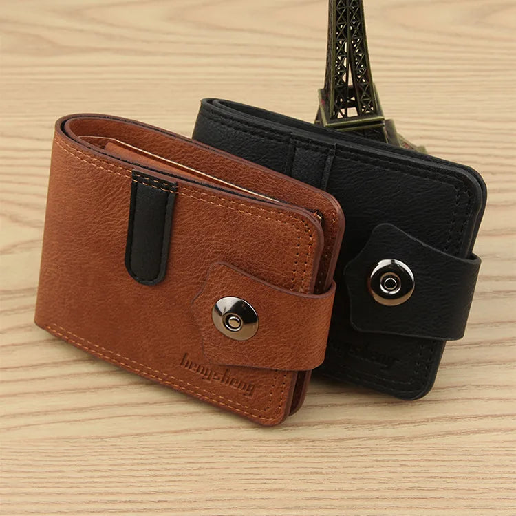 Men's Leather Wallet Short Purse for Man Wallets 2023 Credit Card Holder Money Bag Coin Bag Hasp Small Wallet Portafoglio Uomo