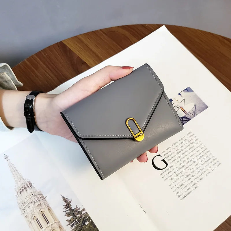 New Leather Women's Wallet Fashionable Three Fold Simple Black High-quality Soft Leather Wallet Leather Small Coin Pocket