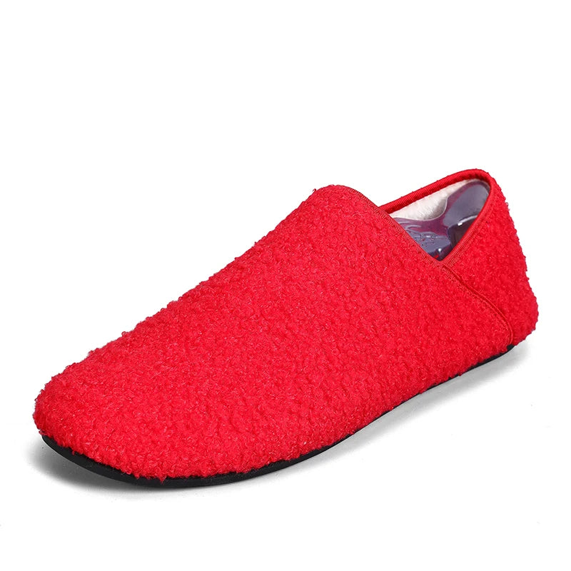 Men Winter Slippers Women Warm Shoes Soft Plush Flats Casual Shoes Male Loafers Lightweight Home Walking Couples Shoes Footwear