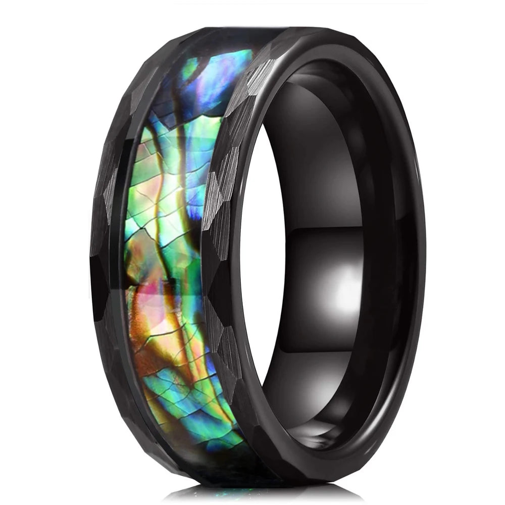 Fashion Viking Tree Of Life Stainless Steel Abalone Shell Rings For Men Odin Norse Viking Rune Rings Retro Amulet Jewelry Gift